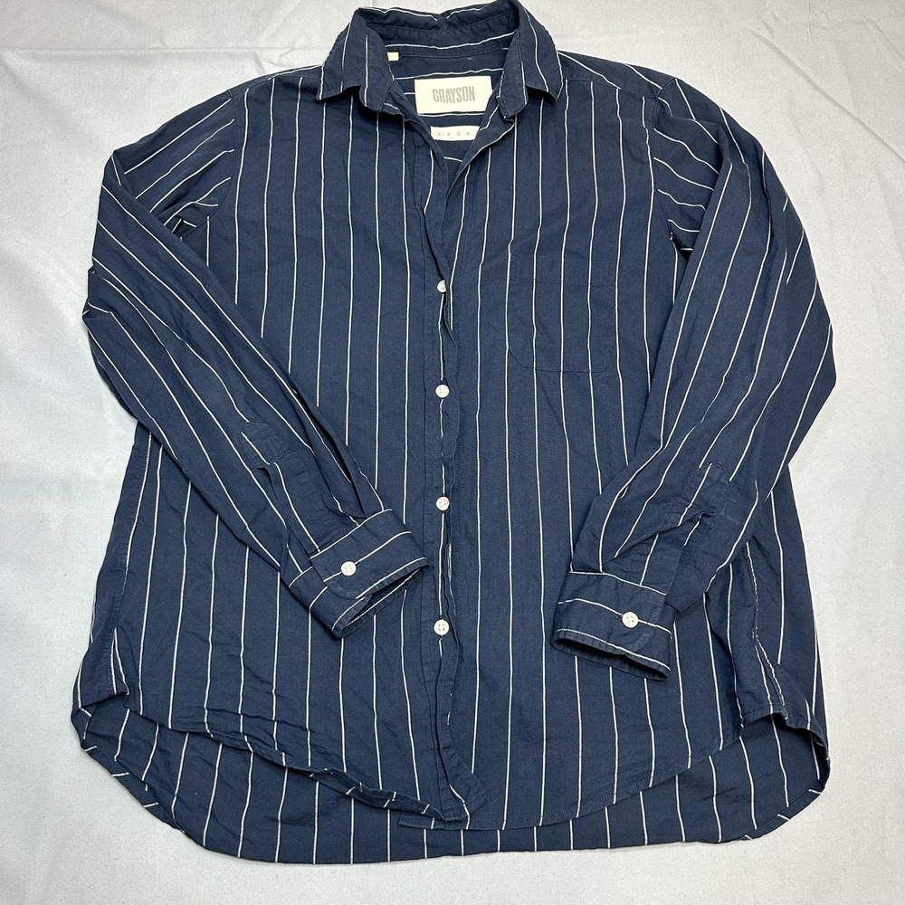 Grayson Shirt Womens XS Sz 1 Blue Stripe Business Casual Top Office